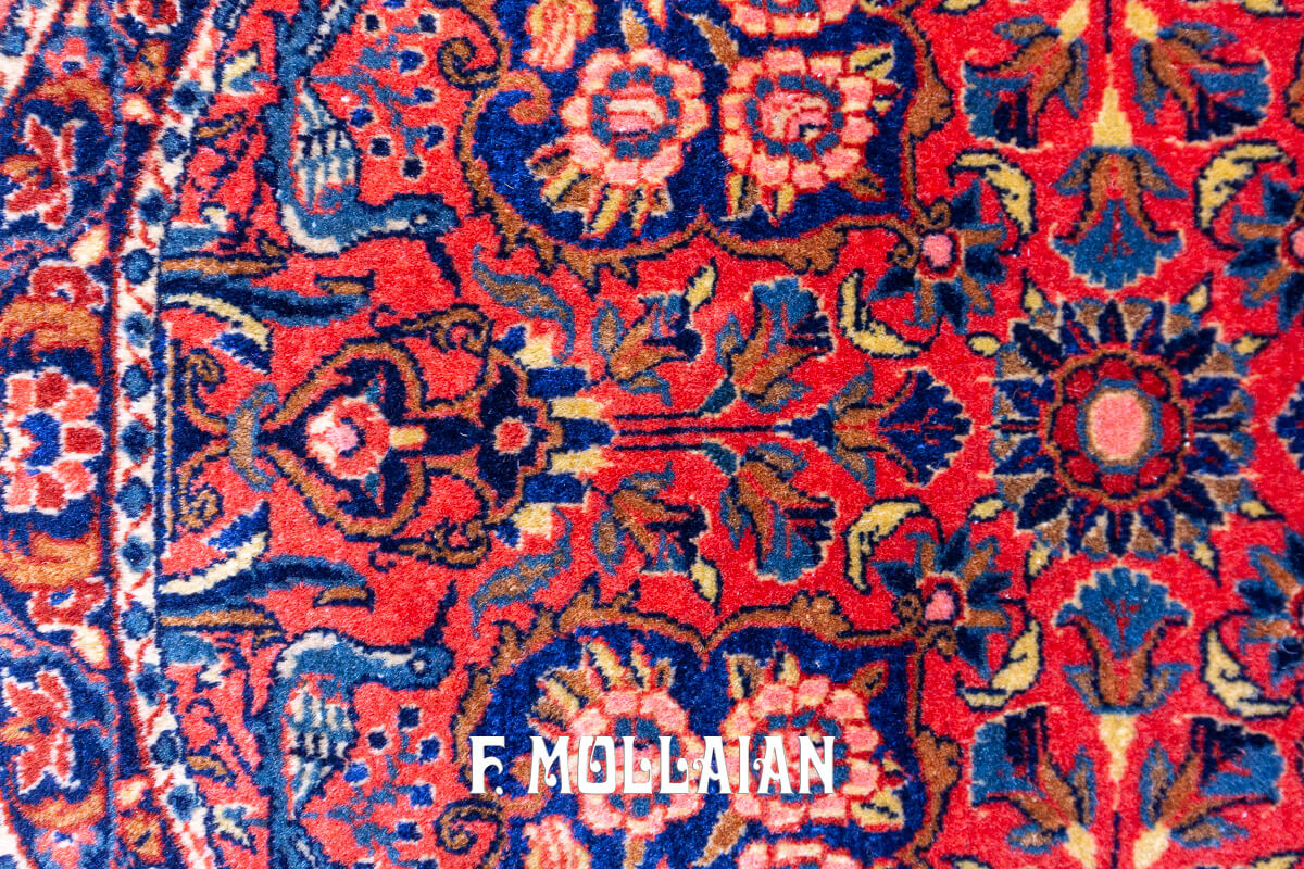 Kashan Manchester Rug Round Rust/Red Color n°:478625