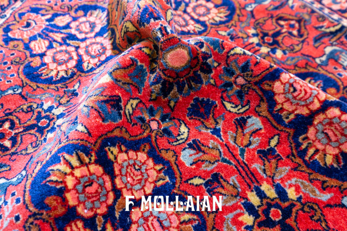 Kashan Manchester Rug Round Rust/Red Color n°:478625