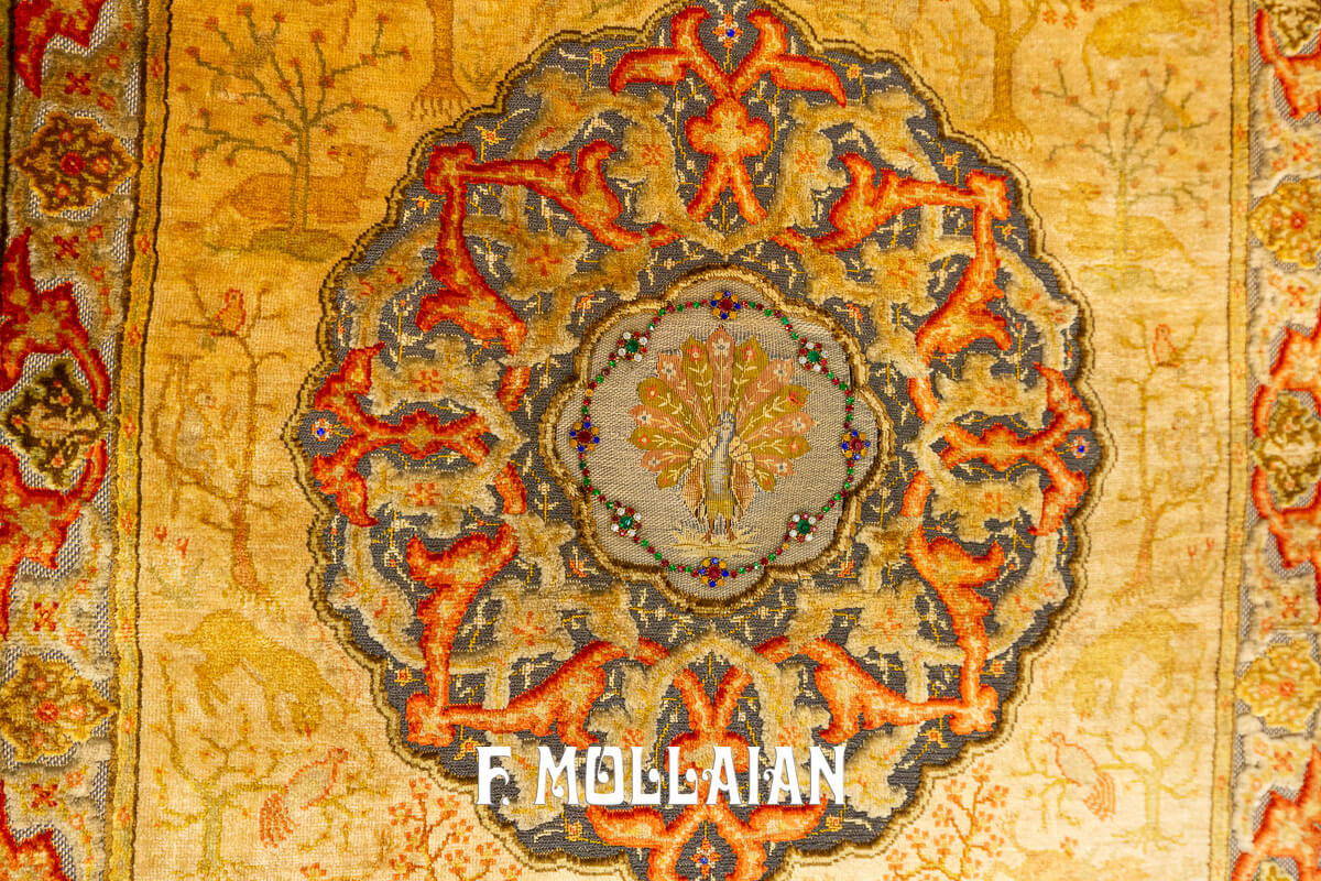 Koum Kapi Rug Extremely Fine Turkish Signed (Silk, Metal and Jewelry)- NOT FOR SALE