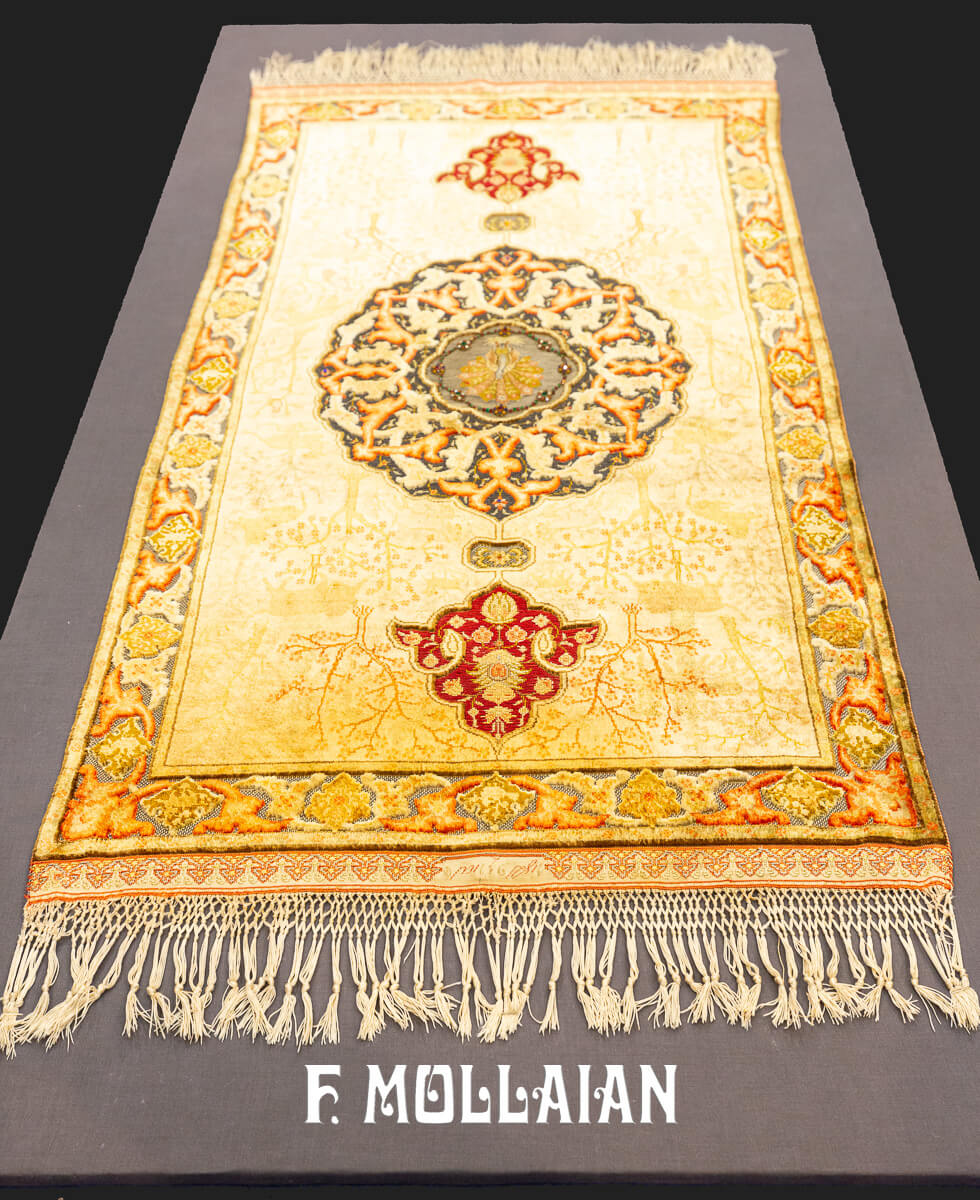 Koum Kapi Rug Extremely Fine Turkish Signed (Silk, Metal and Jewelry)- NOT FOR SALE