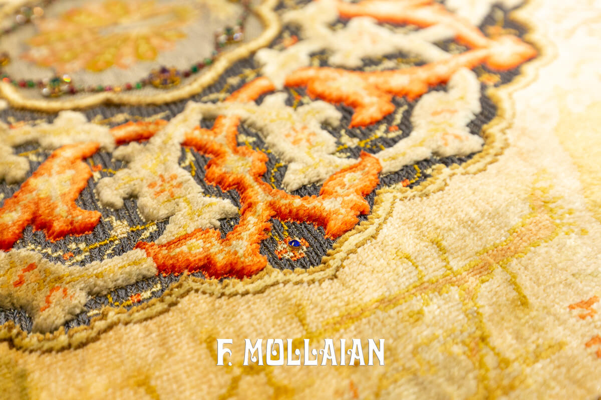 Koum Kapi Rug Extremely Fine Turkish Signed (Silk, Metal and Jewelry)- NOT FOR SALE