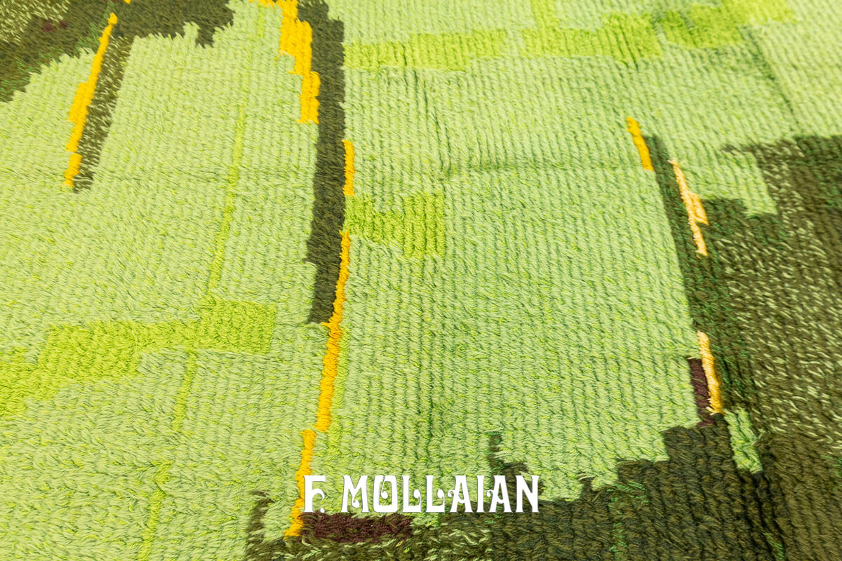 Tapis Scandinave Rya Couleur Vert n°:639331