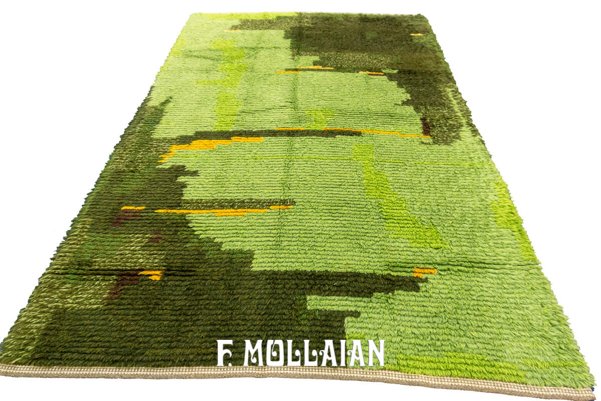 Tapis Scandinave Rya Couleur Vert n°:639331