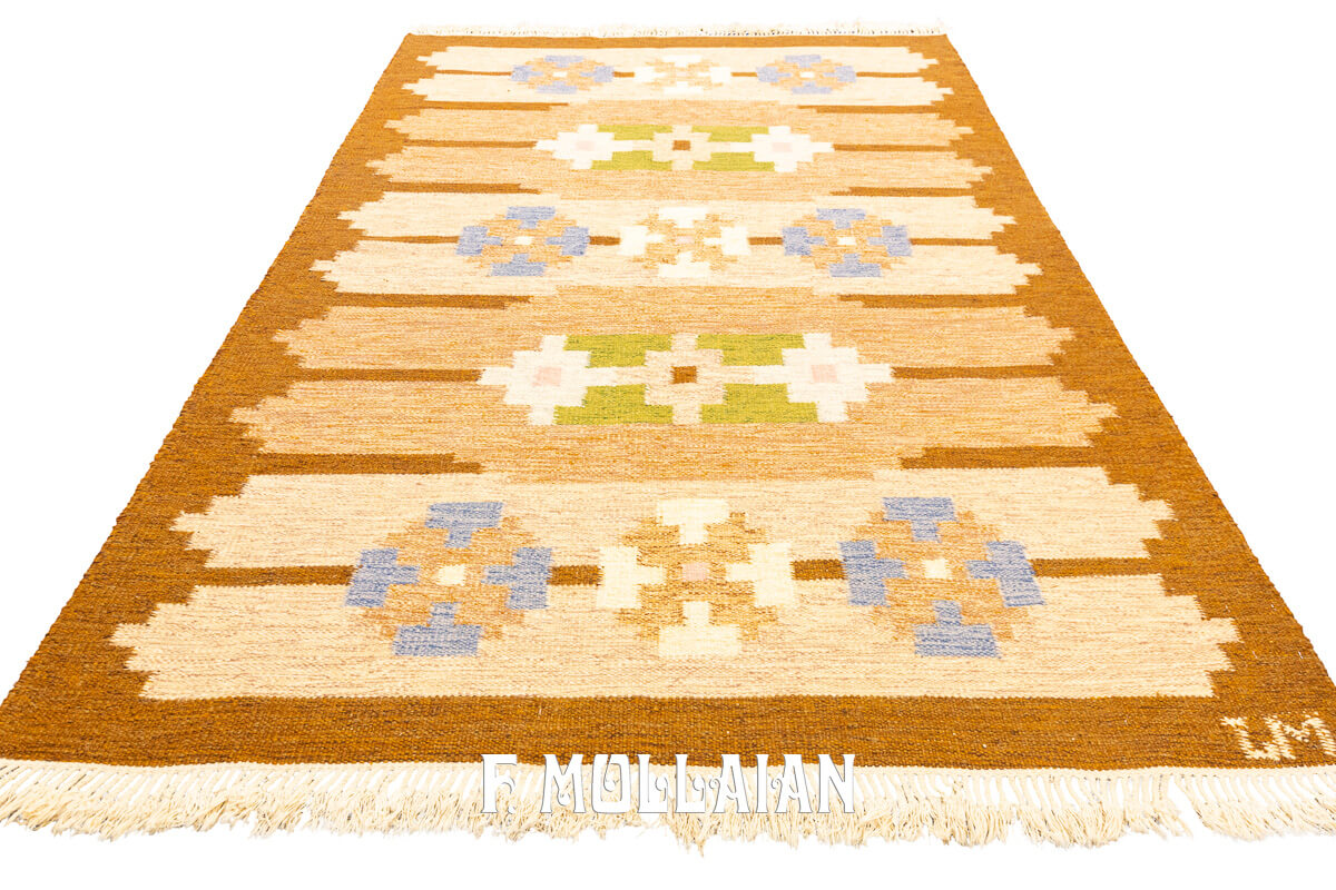 Tappeto Rollakan Svedese Firmato LM Colore Beige/Brown n°:741653