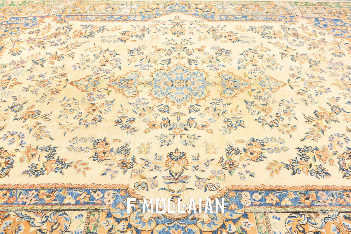 Antique Kerman Rug Beige/Blue Color n°:88097563