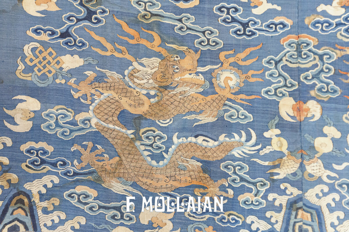 中国古董 织绣艺术：龙图案 · 蓝色