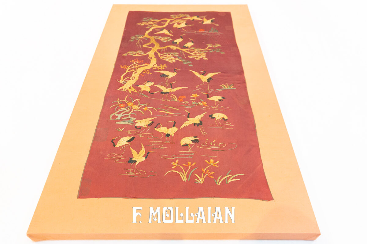 Antique Chines Textile Crane Bird Design n°:28006292