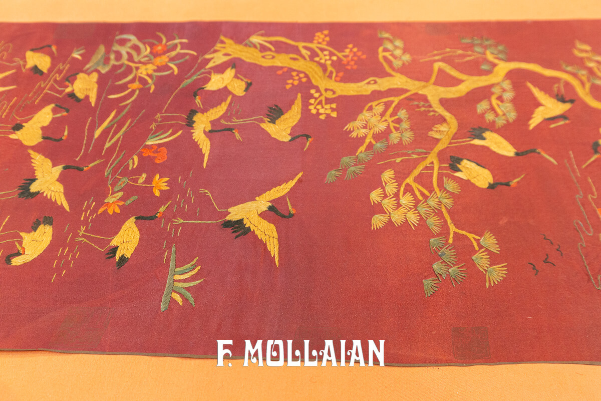 Antique Chines Textile Crane Bird Design n°:28006292