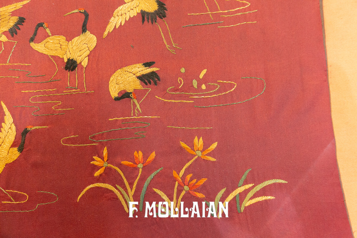 Antique Chines Textile Crane Bird Design n°:28006292