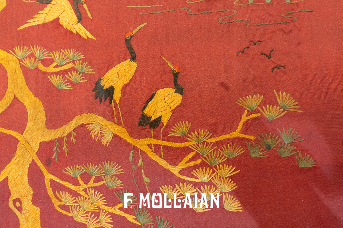 Antique Chines Textile Crane Bird Design n°:28006292