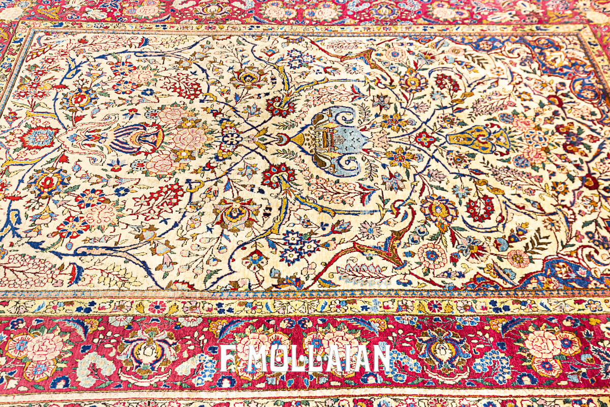 Antique Persian Floral Kashan Silk Prayer Design Rug n°:45751459