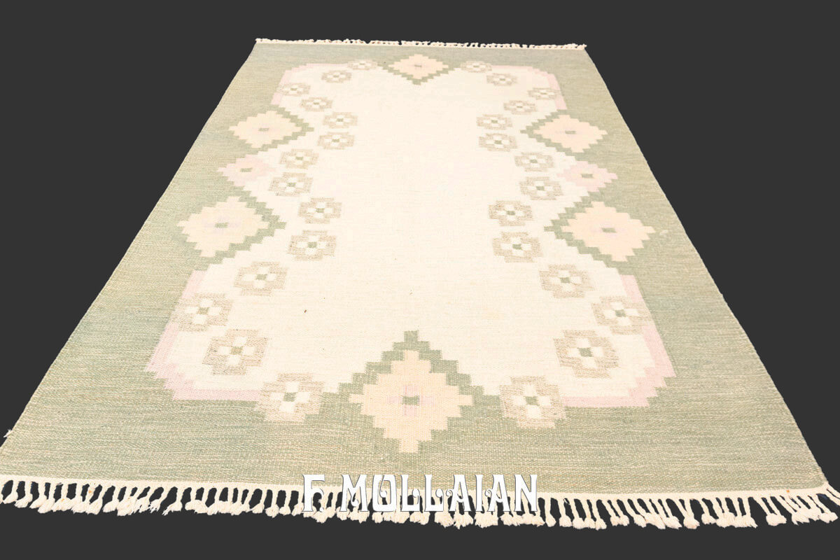 Kilim Svedese (Rollakan) Disegno Geometrico Moderno n°:606041