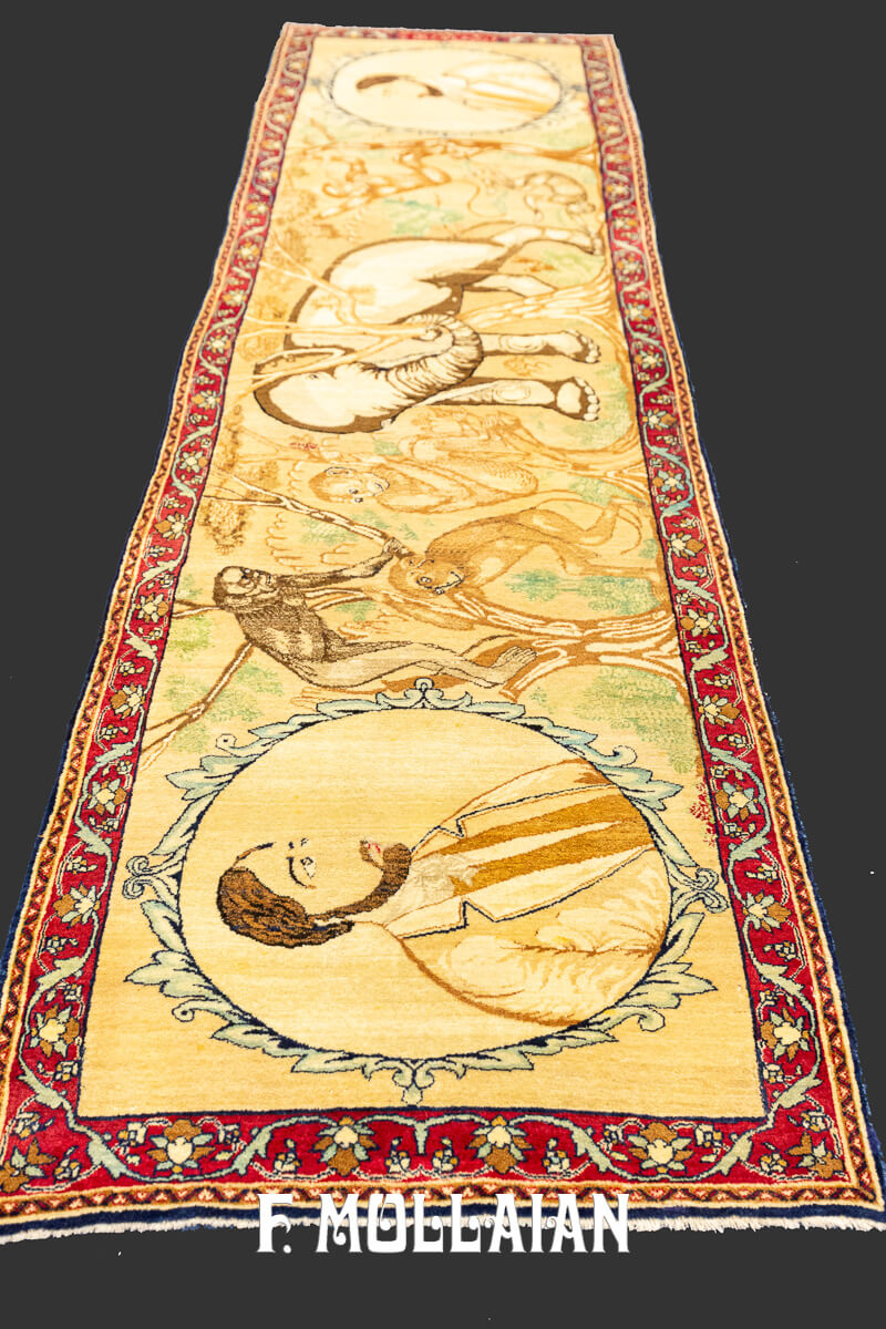 Kerman Ravar Rug Pictorial Special Shape n°:705944