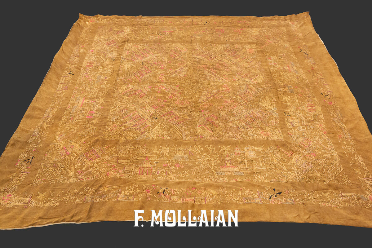 Semi Antique Silk & Metal Chines Textile n°:97484586