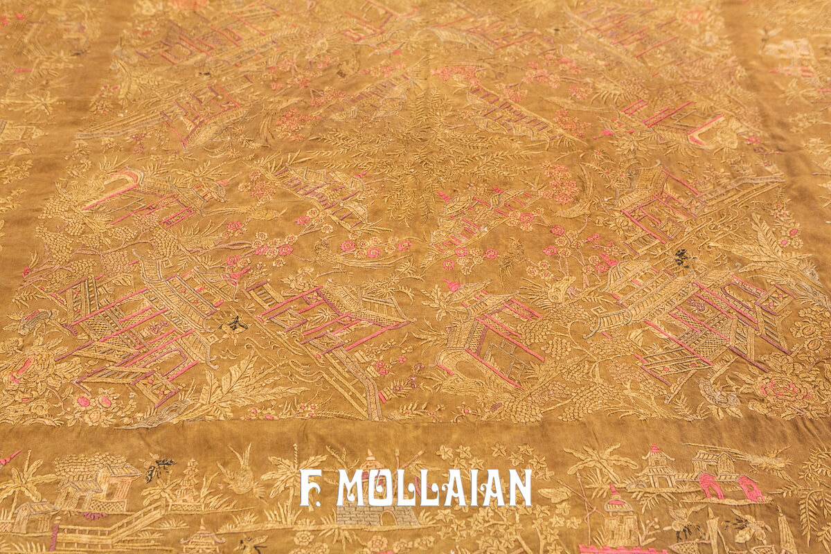 Semi Antique Silk & Metal Chines Textile n°:97484586