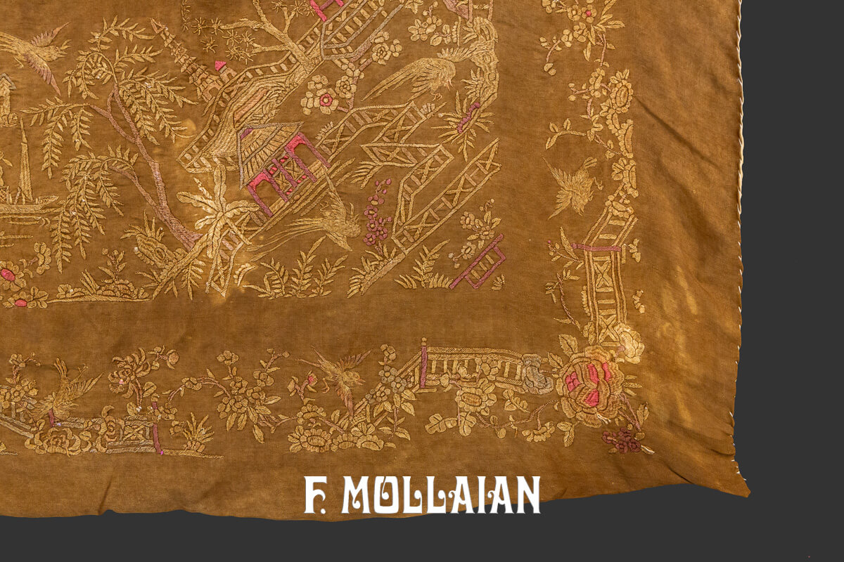 Semi Antique Silk & Metal Chines Textile n°:97484586