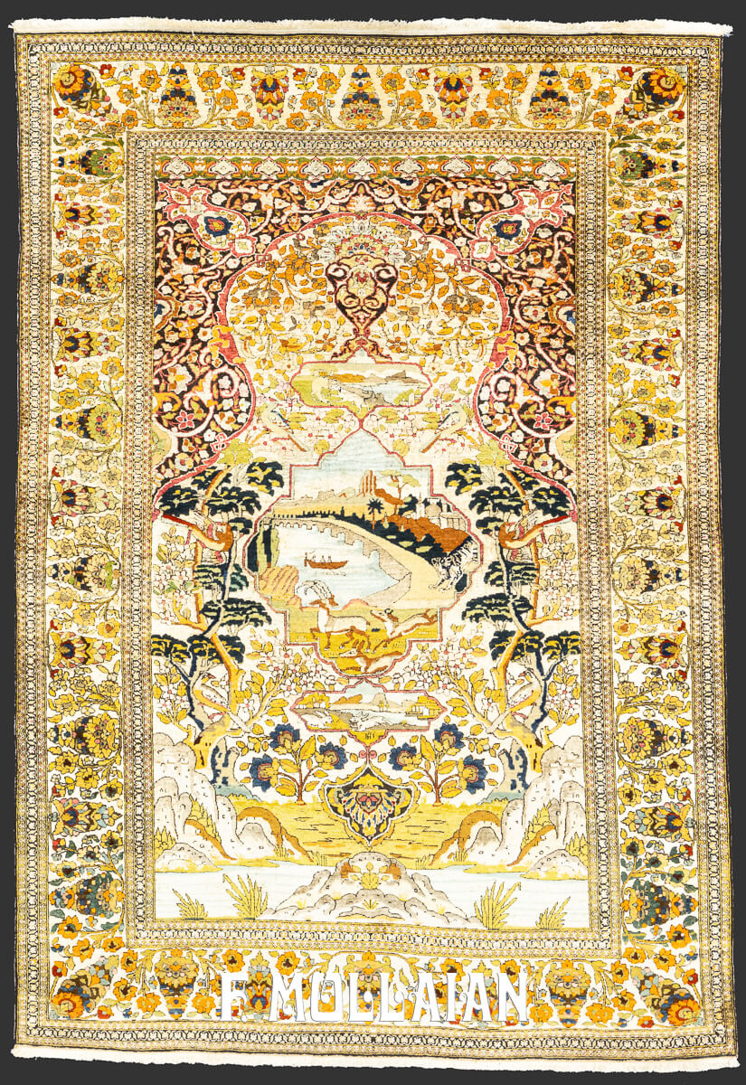 Isfahan Rug Pictorial Souf, Silk Mixed With Wool n°:129907