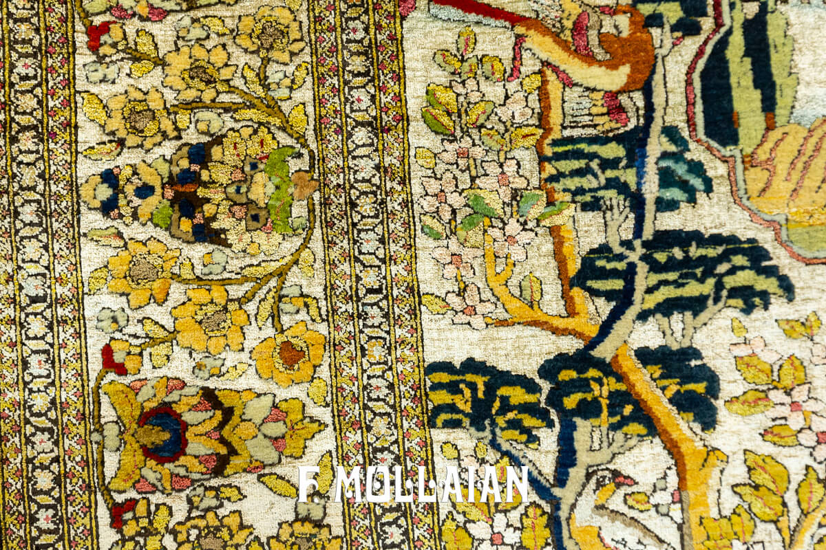 Tappeto Isfahan Souf Figurativo in Seta misro con Lana n°:129907