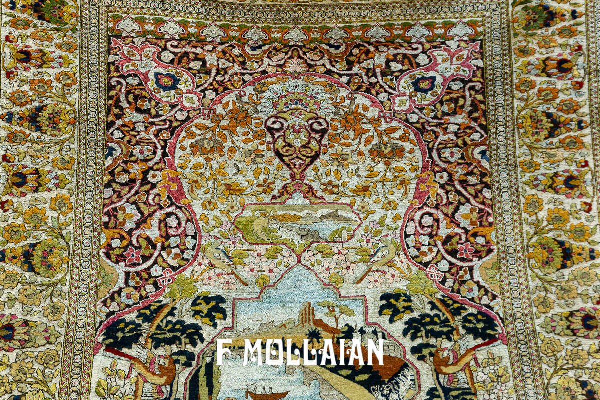 Tappeto Isfahan Souf Figurativo in Seta misro con Lana n°:129907