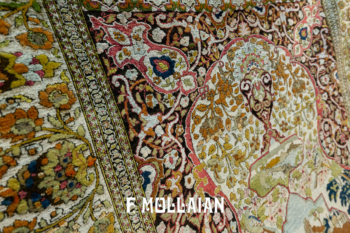 Tappeto Isfahan Souf Figurativo in Seta misro con Lana n°:129907