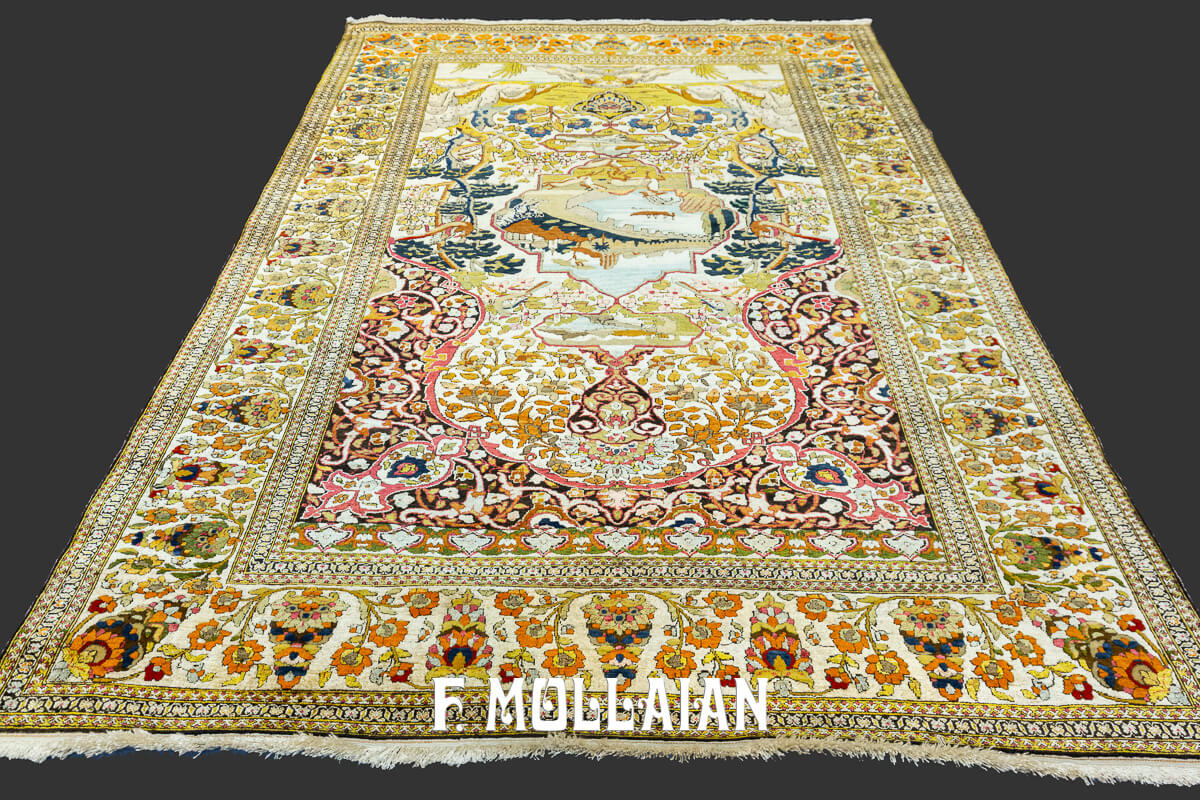 Tappeto Isfahan Souf Figurativo in Seta misro con Lana n°:129907