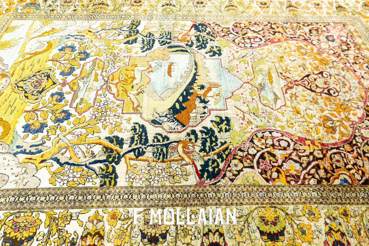Tappeto Isfahan Souf Figurativo in Seta misro con Lana n°:129907