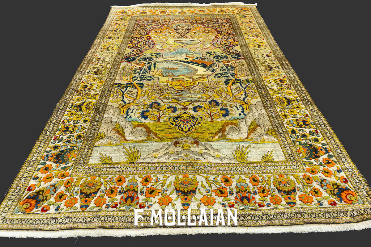 Tappeto Isfahan Souf Figurativo in Seta misro con Lana n°:129907