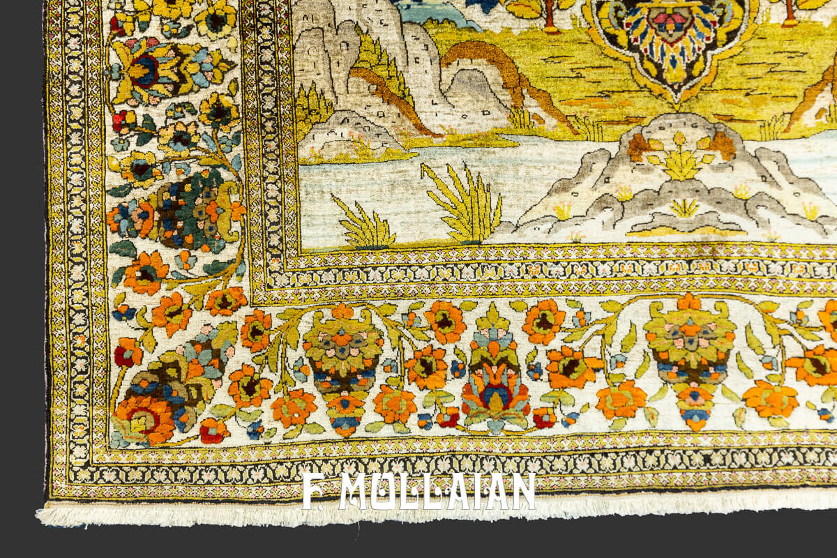Tappeto Isfahan Souf Figurativo in Seta misro con Lana n°:129907