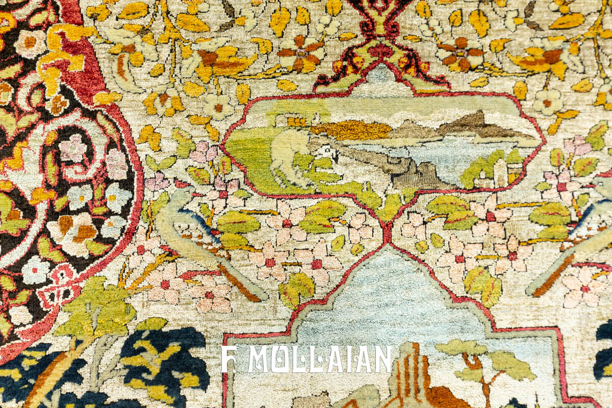 Tappeto Isfahan Souf Figurativo in Seta misro con Lana n°:129907