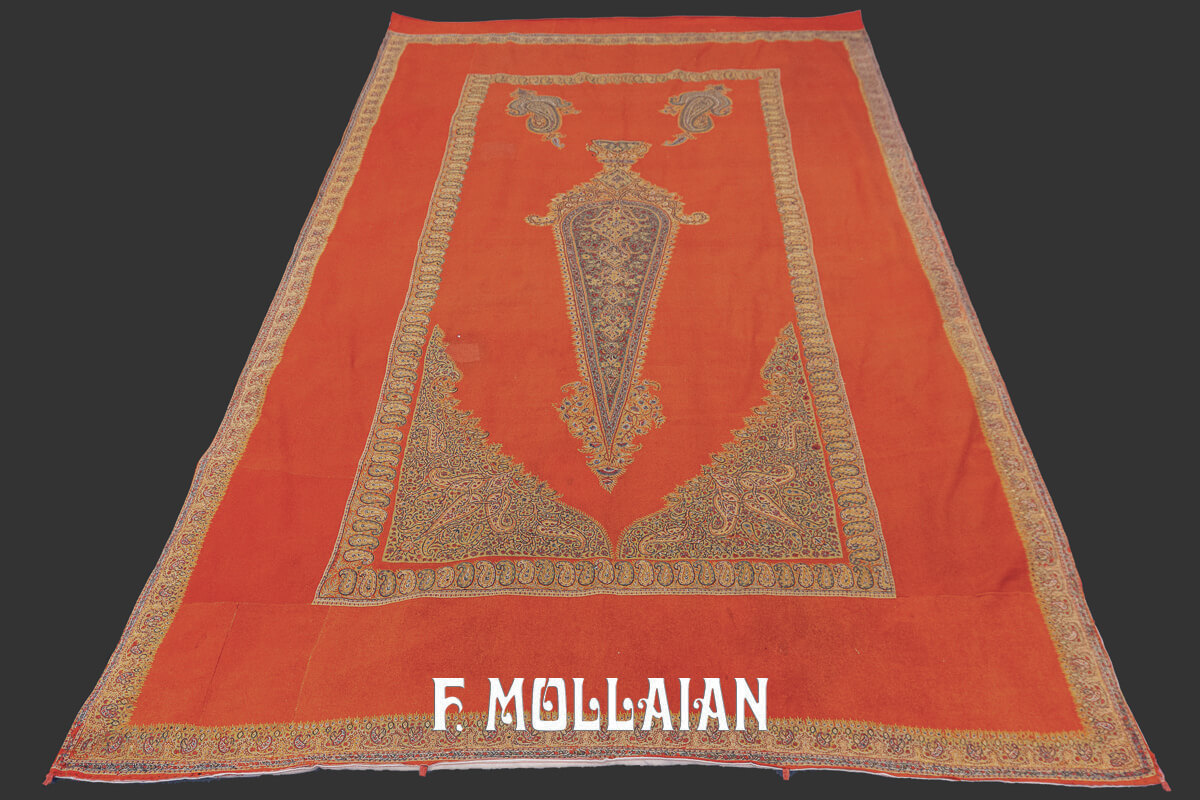 Tessuto Persiano Kerman Termeh Ricamo Qajar n°:145041