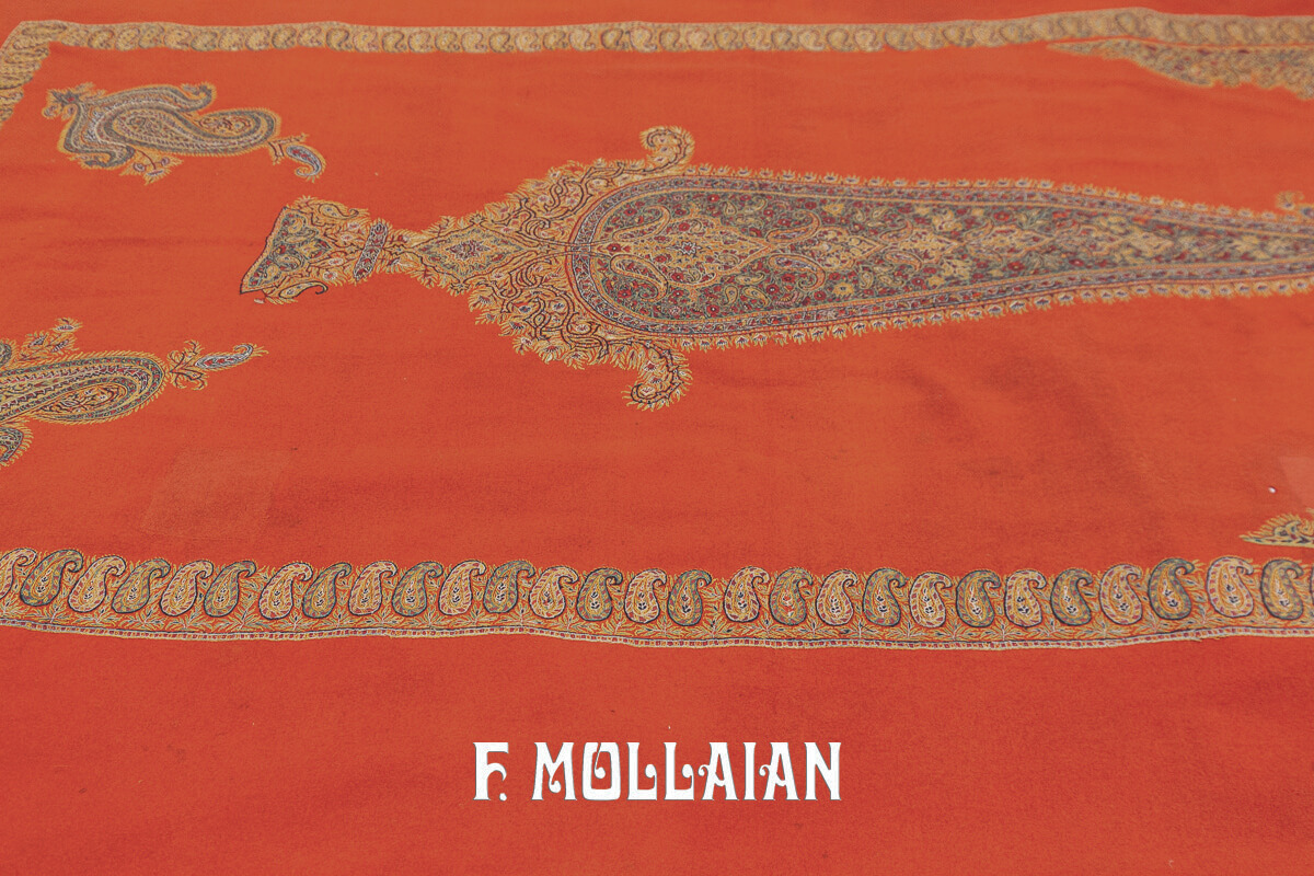 Tessuto Persiano Kerman Termeh Ricamo Qajar n°:145041