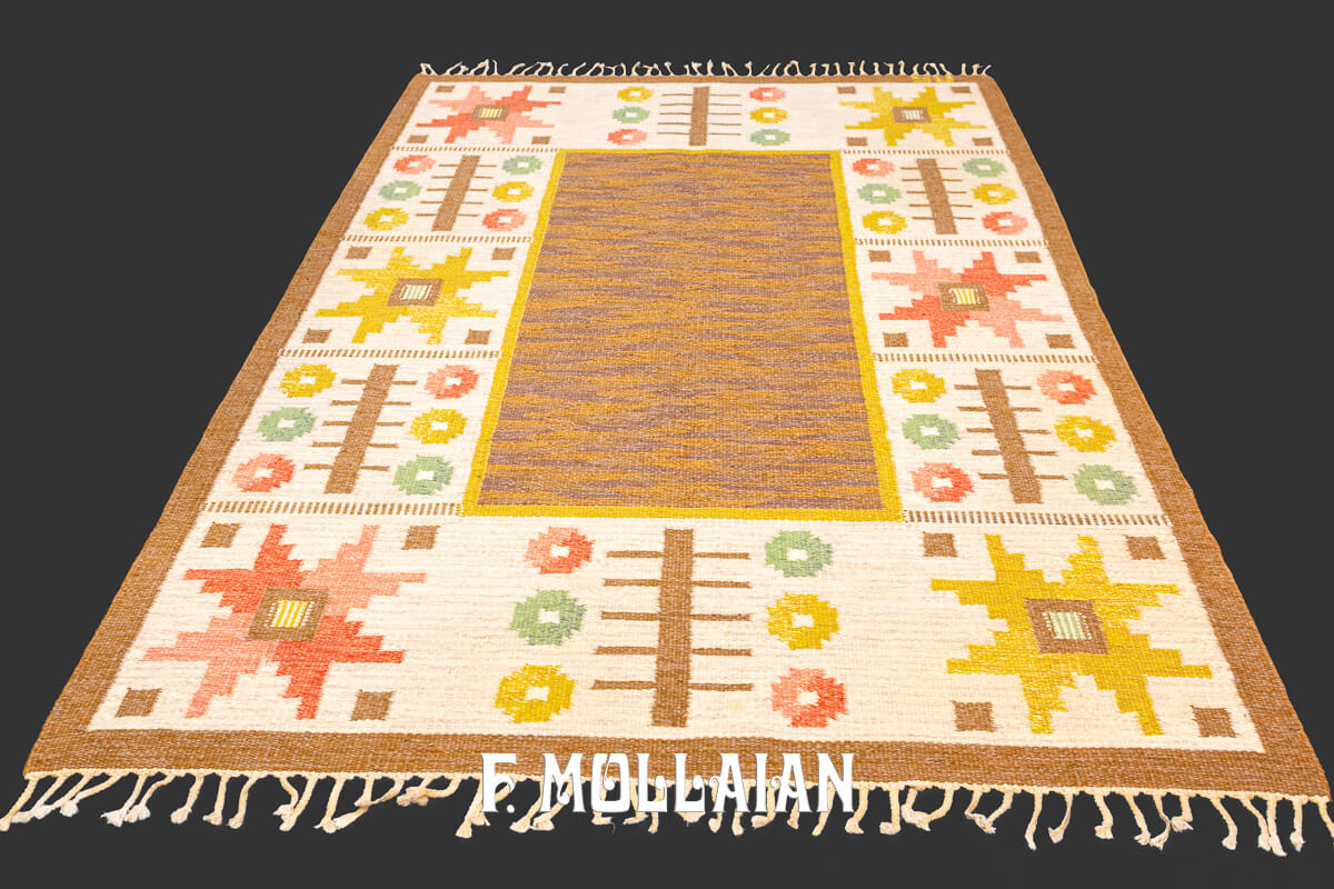 Kilim Svedese (Rollakan) Color Marrone Firmato AS n°:170183