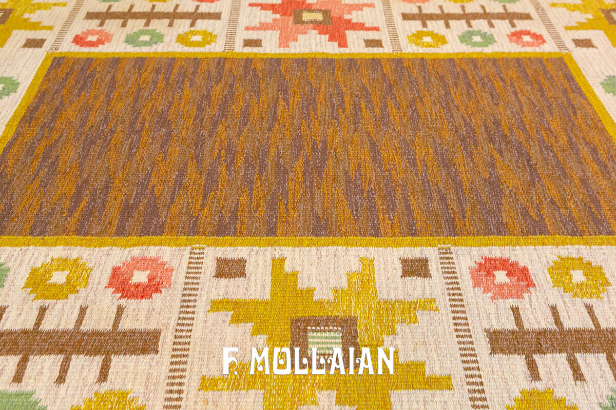 Kilim Svedese (Rollakan) Color Marrone Firmato AS n°:170183
