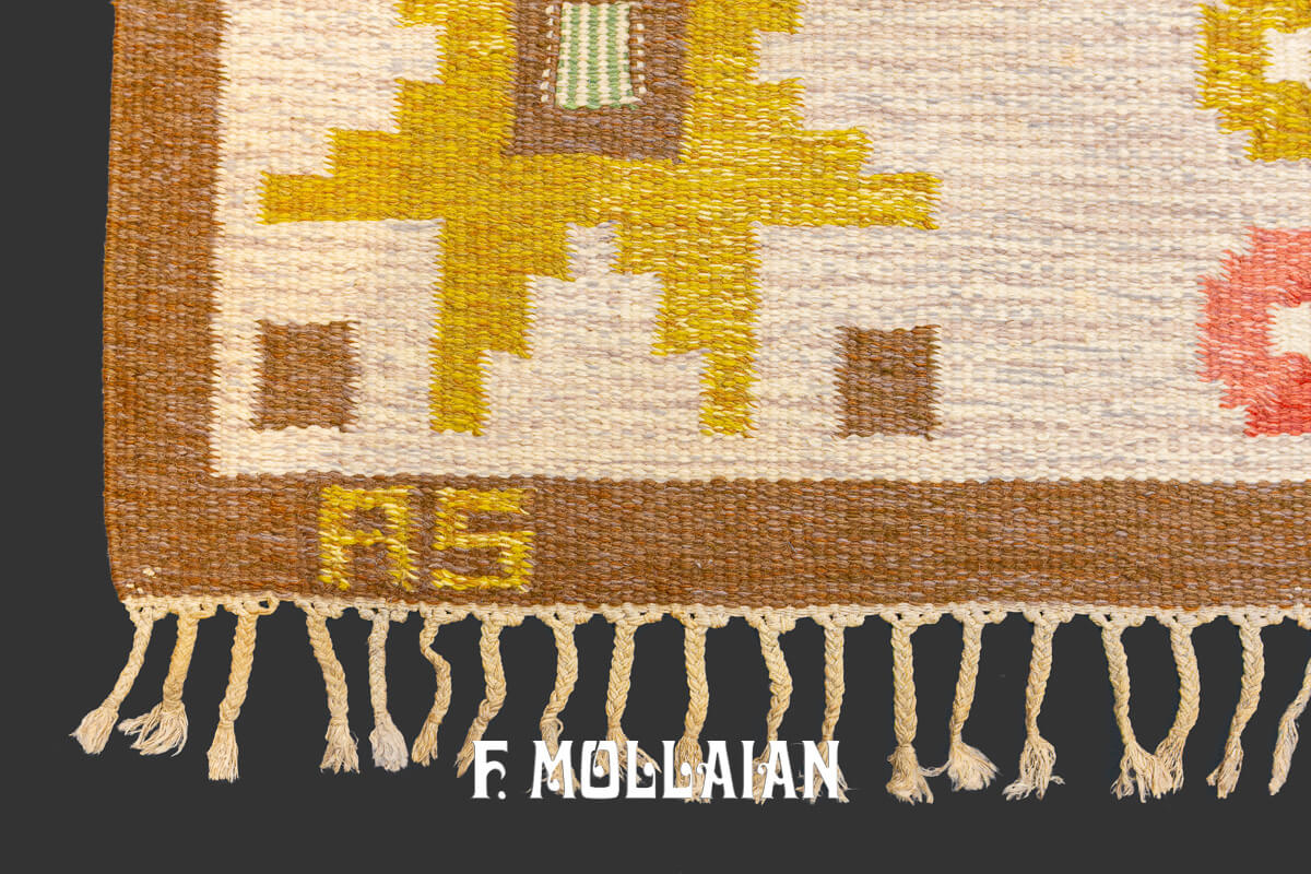 Kilim Svedese (Rollakan) Color Marrone Firmato AS n°:170183
