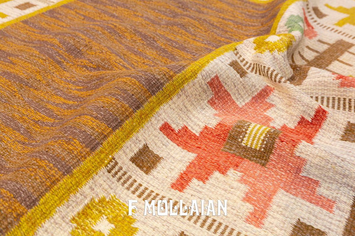 Kilim Svedese (Rollakan) Color Marrone Firmato AS n°:170183