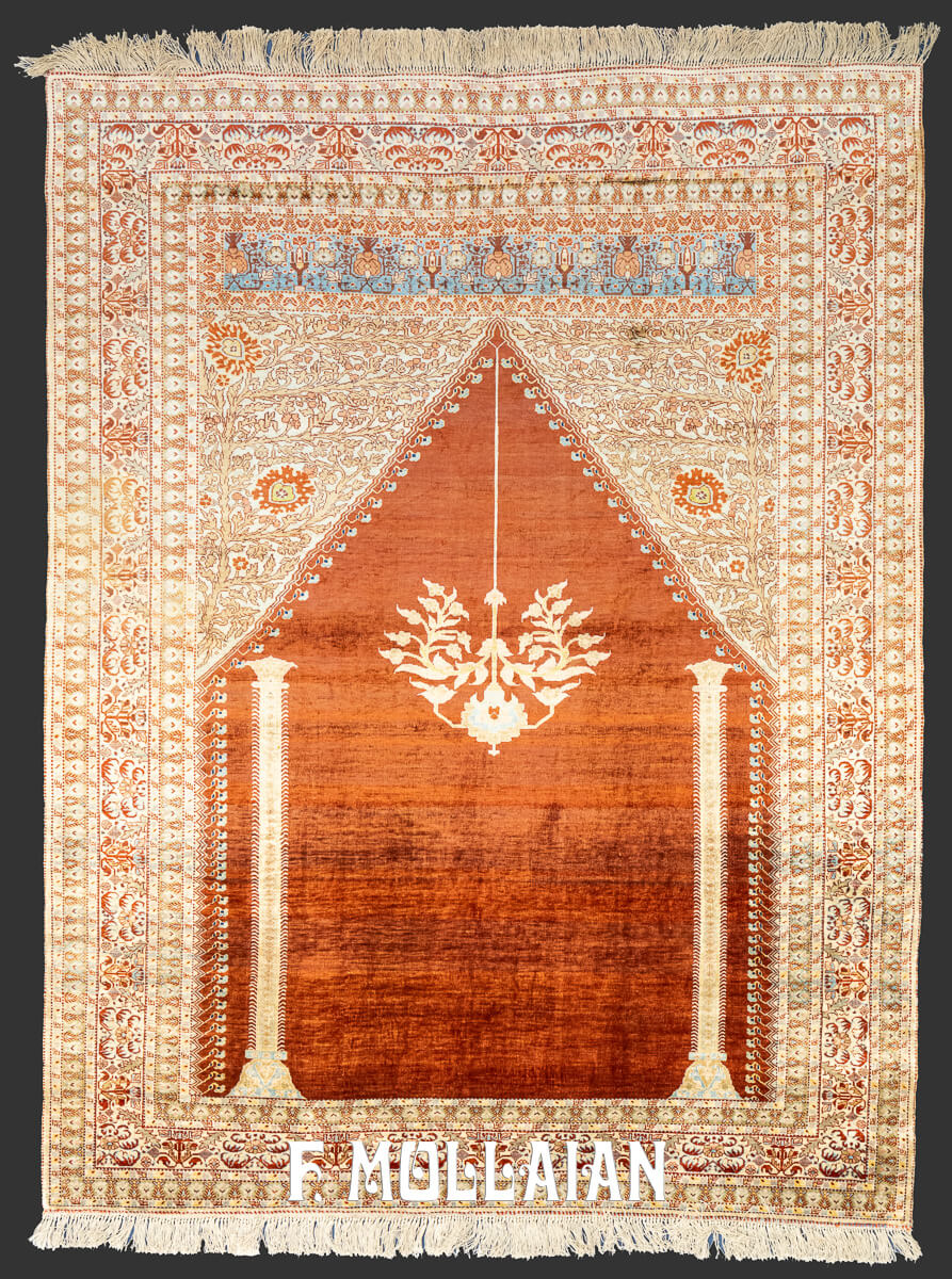 Antique Silk Rug Tabriz Hadji Djialili, Mihrabi n°:180135