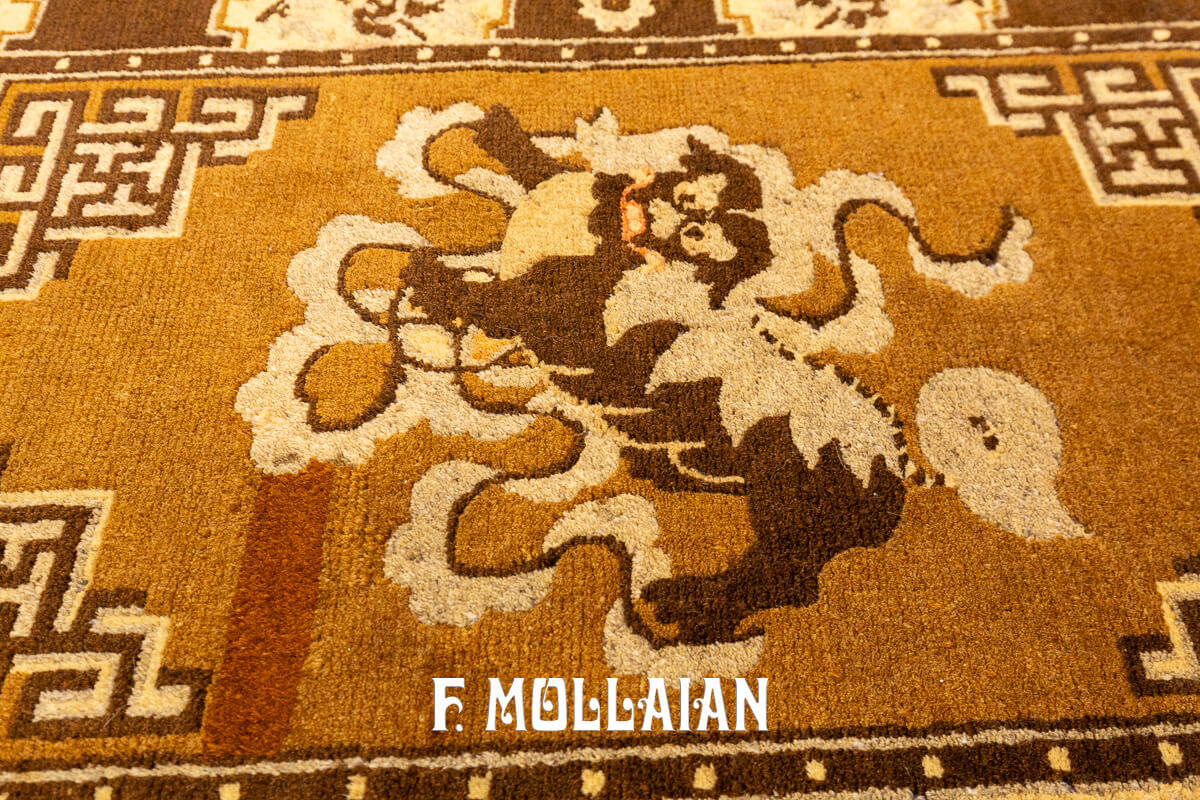 Antique Tibetan Rug Fu Dog Pair n°:190068-686359