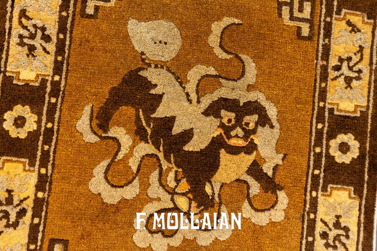 Antique Tibetan Rug Fu Dog Pair n°:190068-686359