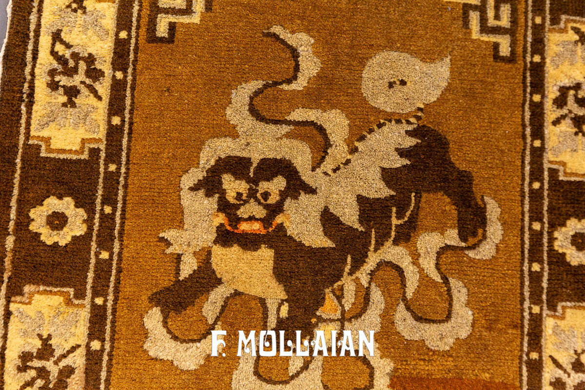 Antique Tibetan Rug Fu Dog Pair n°:190068-686359