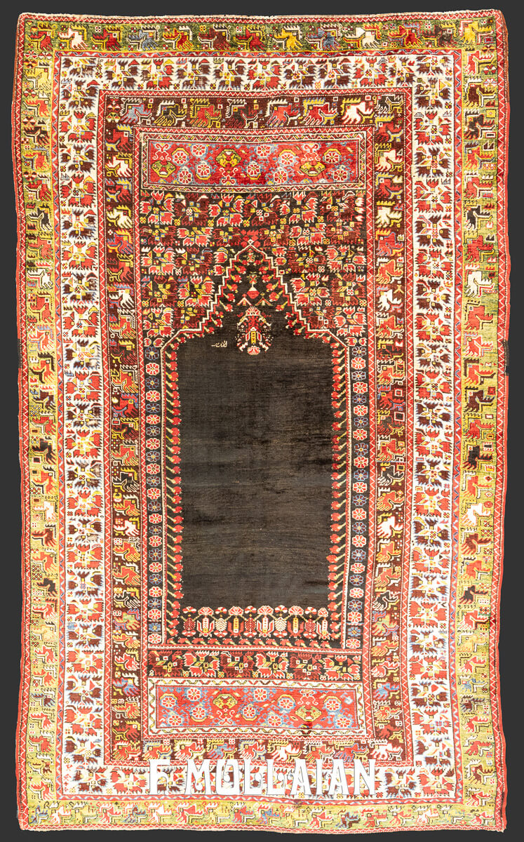 Antique Silk Rug Turkish Ghiordes n°:243369