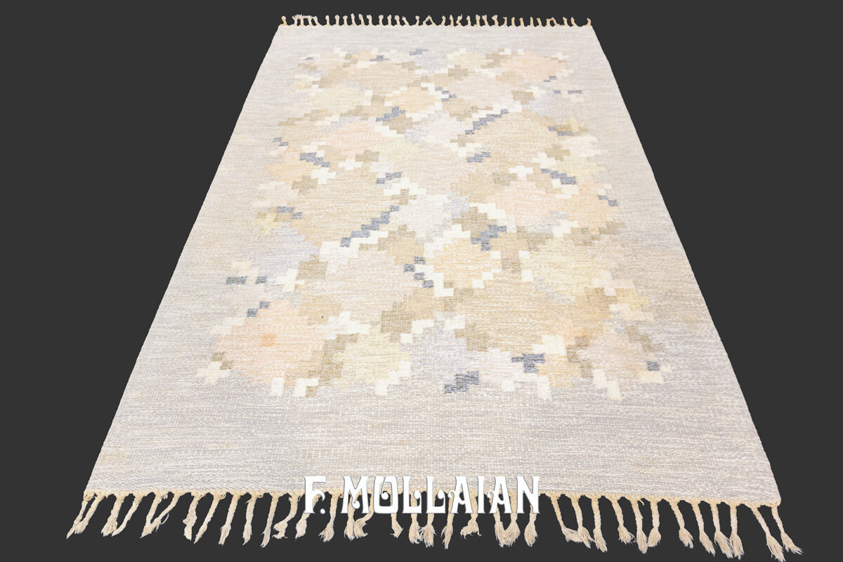 Swedish Kilim Rug Abstract Design n°:392685