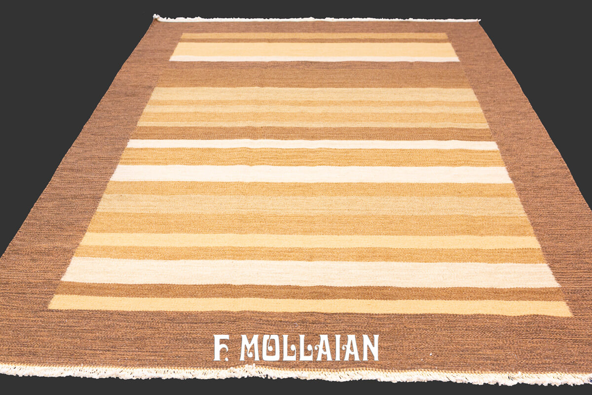 Swedish Kilim Rug Brown Wool n°:412262