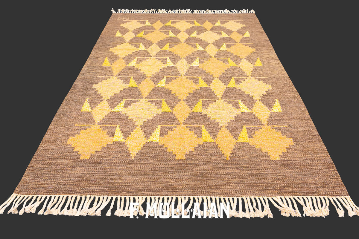 Kilim Svedese Rollakan Tonalità Marrone n°:469569