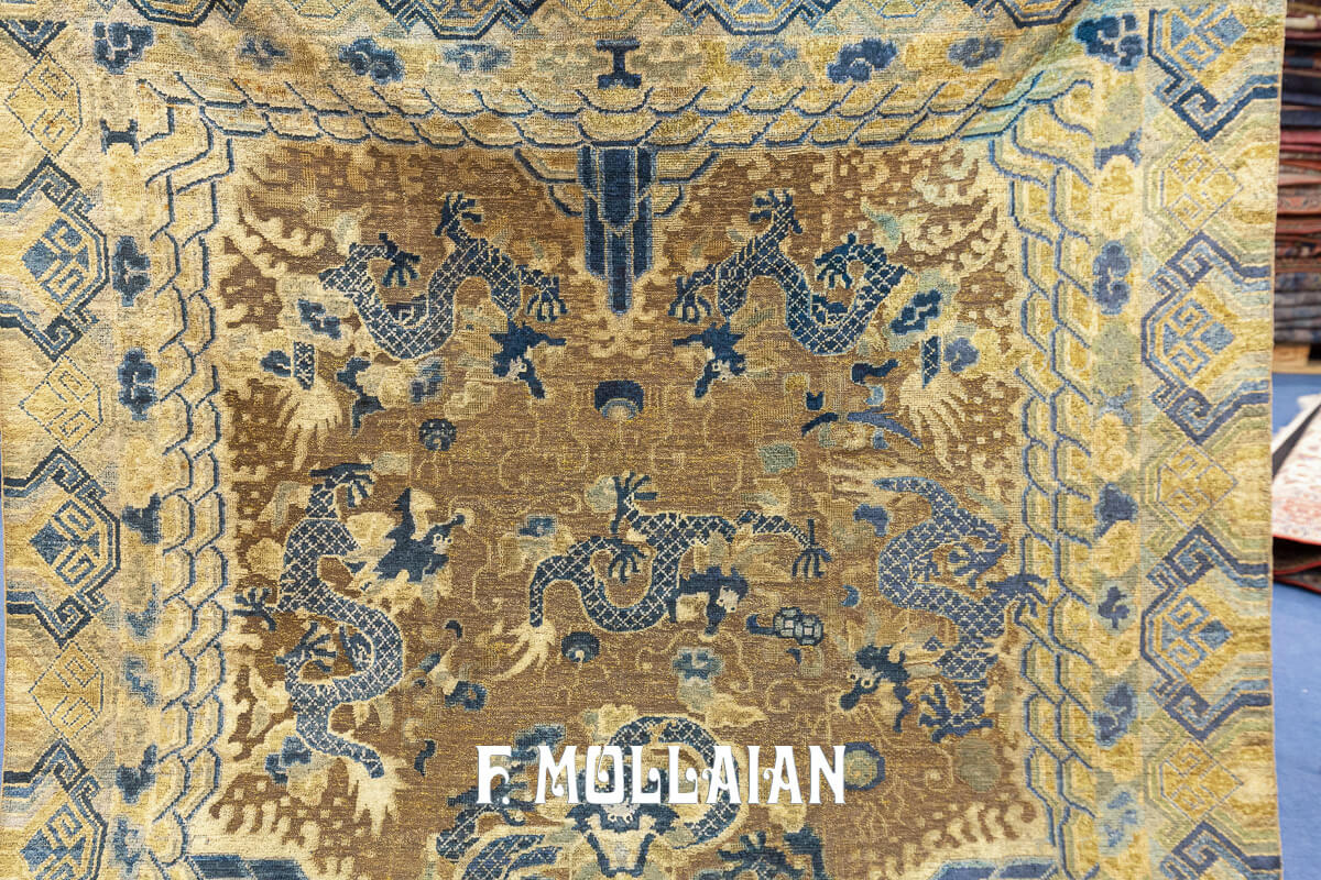 Antique Chinese Rug Imperial Silk and Metal n°:485150