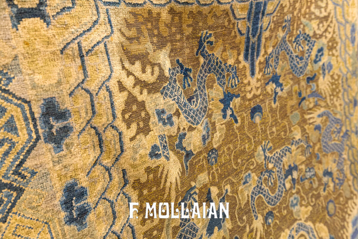 Antique Chinese Rug Imperial Silk and Metal n°:485150