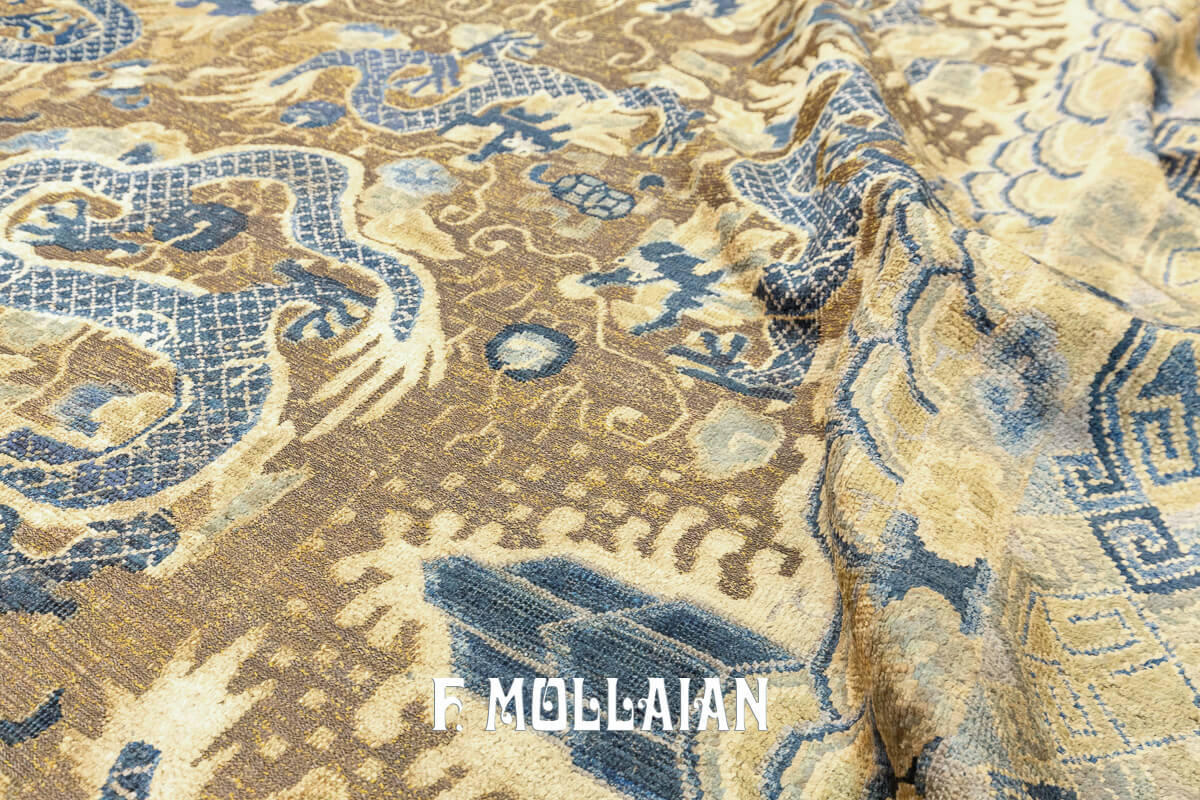 Antique Chinese Rug Imperial Silk and Metal n°:485150