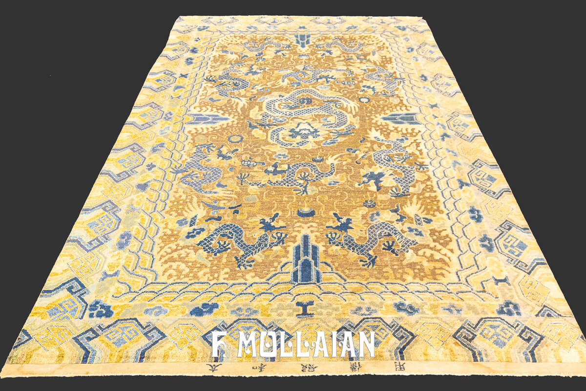 Antique Chinese Rug Imperial Silk and Metal n°:485150