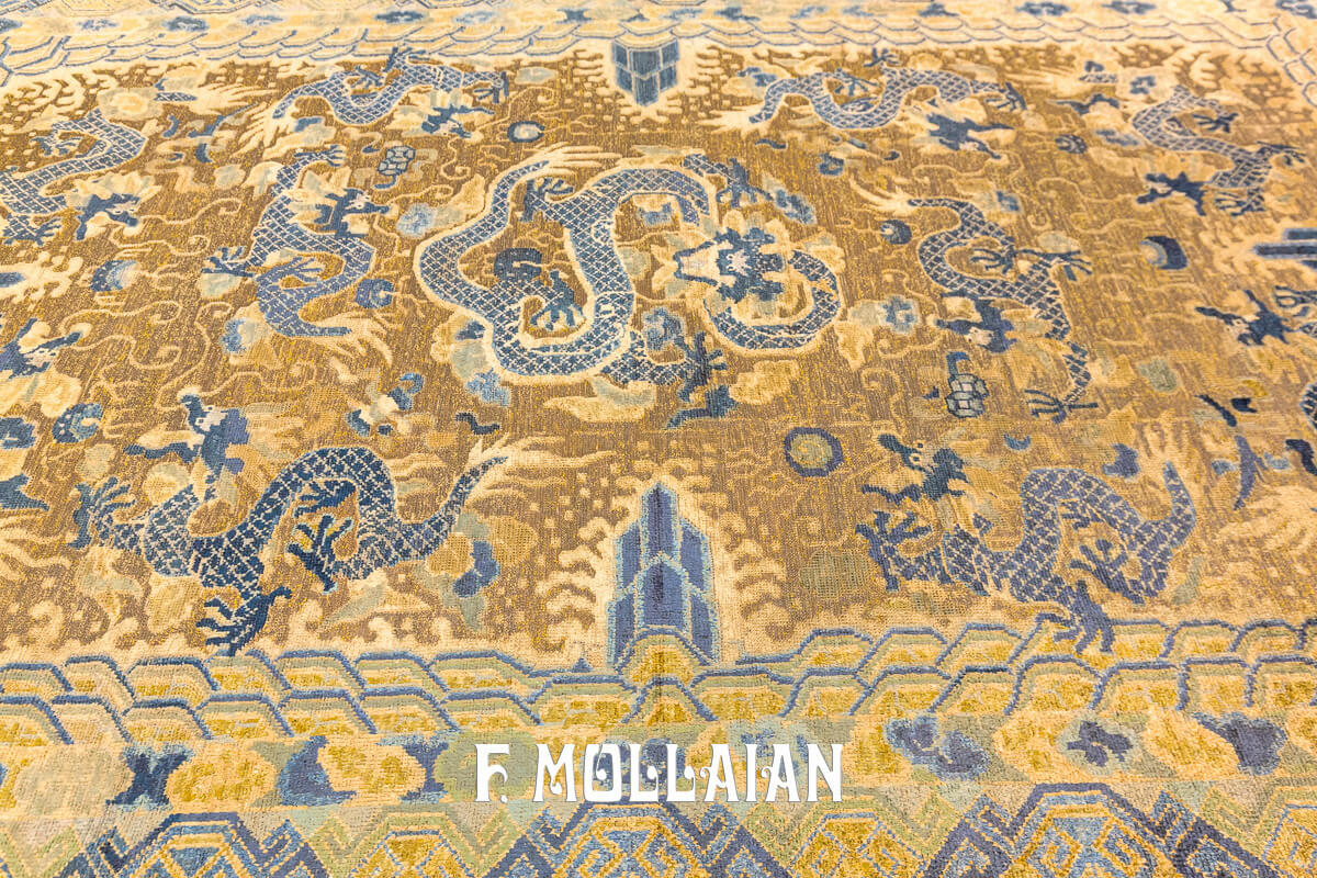 Antique Chinese Rug Imperial Silk and Metal n°:485150