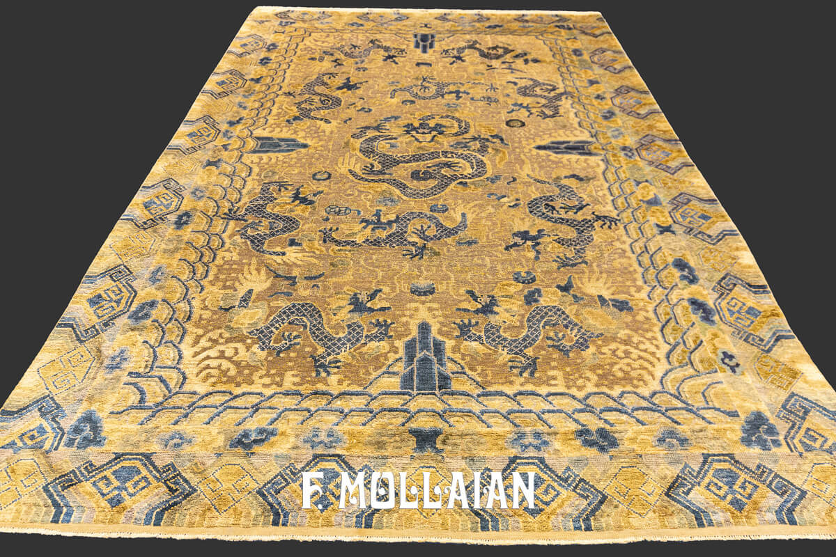 Antique Chinese Rug Imperial Silk and Metal n°:485150