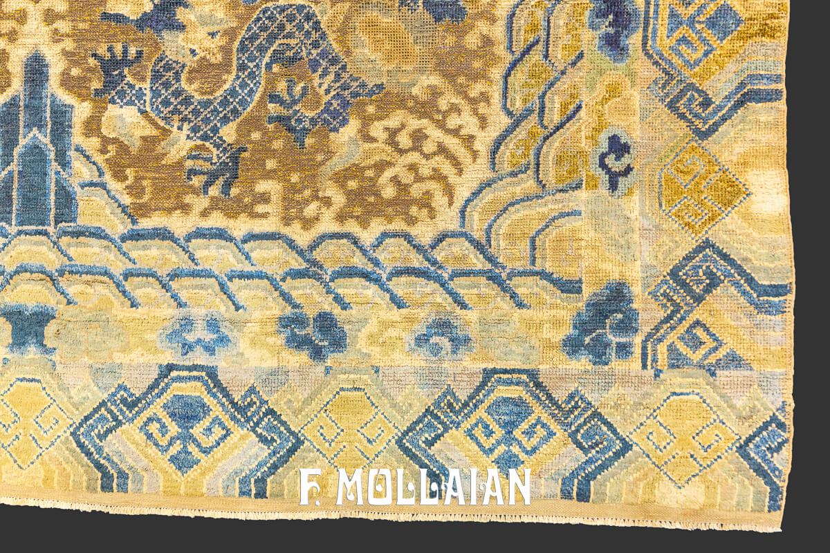 Antique Chinese Rug Imperial Silk and Metal n°:485150
